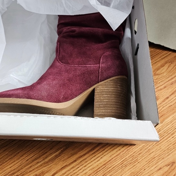 Nine West Abee Knee Wine Boots Suede 6.5 Western Cowgirl - Picture 2 of 6